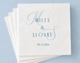 Servilletas de boda personalizadas, servilletas de cóctel con monograma personalizado, decoración para la recepción.