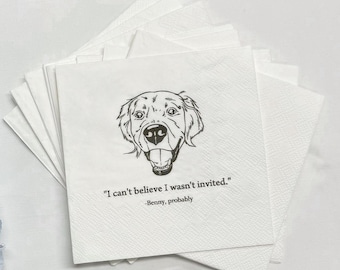 Custom Pet Portrait Wedding Napkins, Personalized Cocktail Napkins