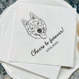 Tovaglioli personalizzati per matrimonio con animali domestici, tovaglioli personalizzati per cocktail con animali domestici, tovaglioli personalizzati per matrimonio con cani illustrati, tovaglioli personalizzati per cocktail con ritratto di animali domestici