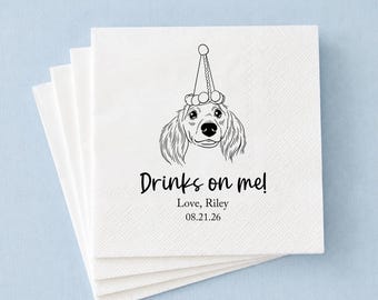 Aangepaste bruiloftservetten huisdierportret, gepersonaliseerde cocktailservetten