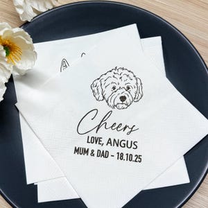 Customized Pet Portrait Wedding napkins,Custom Pet Cocktail Napkins, Dog Wedding Napkins,Dog Illustration Napkins,Dog Lover Wedding napkins