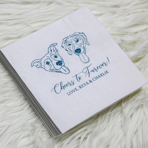 Custom dog wedding napkins,Cocktail napkin,Custom pet party napkins,Personalized cat wedding napkins,Custom Pet Portrait Wedding Napkins