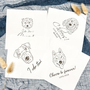 Tovaglioli personalizzati per matrimonio con animali domestici, tovaglioli da cocktail personalizzati per animali domestici, tovaglioli illustrati personalizzati per matrimonio con cani, tovaglioli per matrimonio con gatti, tovaglioli da cocktail per cani