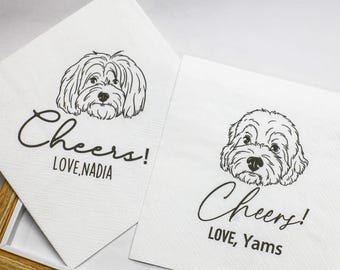 Custom Pet Portrait Napkins, Personalized Wedding Cocktail Napkins