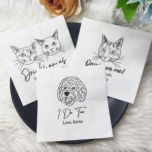 Tovaglioli con illustrazione di cani personalizzati, tovaglioli per matrimonio, tovaglioli da cocktail per animali domestici, tovaglioli per cani, decorazioni per feste, tovaglioli per feste di fidanzamento, tovaglioli per compleanno