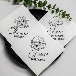 Custom dog wedding napkins,Cocktail napkin,Custom pet party napkins,Personalized cat wedding napkins,Custom Pet Portrait Wedding Napkins