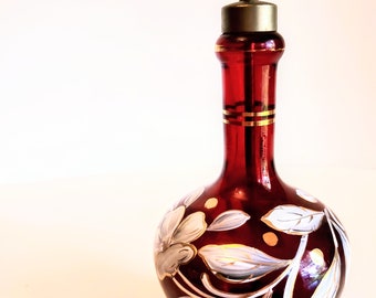 Gorgeous Ruby Red Glass Irice Germany Imported Perfume Bottle