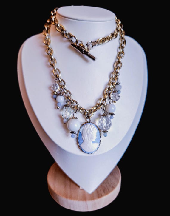 One-of-a-Kind Upcycled Vintage Cameo Statement Necklace — Sustainably Handcrafted