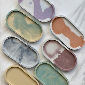 Handcrafted Concrete Oval Tray, Decorative Trinket Dish