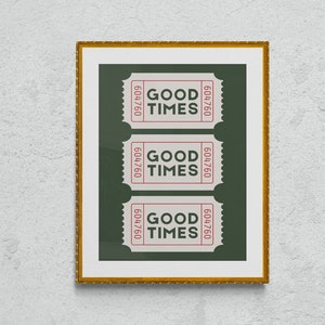 Trendy Art Prints Retro Good Times Ticket Print Bar Cart Wall Art Trendy Printable Art Digital Prints Retro Bar Cart Decor Preppy Neutral