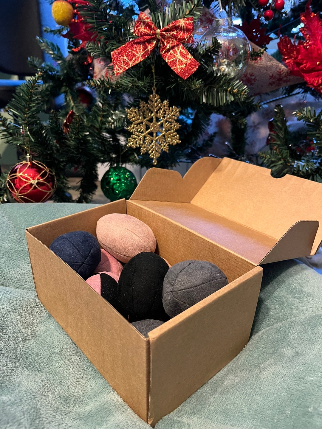 Set of 6 Dog Toy Balls Pet Christmas Toy Box Plush Toys Etsy