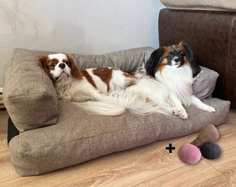 Haustier Geschenke Set für Hunde - Große Hundecouch + Haustierspielzeug - Große Hundesofa Couch Handgefertigte Haustierbetten - Möbel für Hunde Einzigartige Haustiergeschenke für Hunde