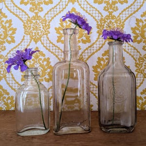 Three Vintage Glass Bottles, Colgate Bottle, Medicine Bottles