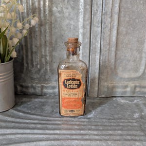 Vintage Larskspur Lotion Bottle, Collectible Glass Poison Bottle