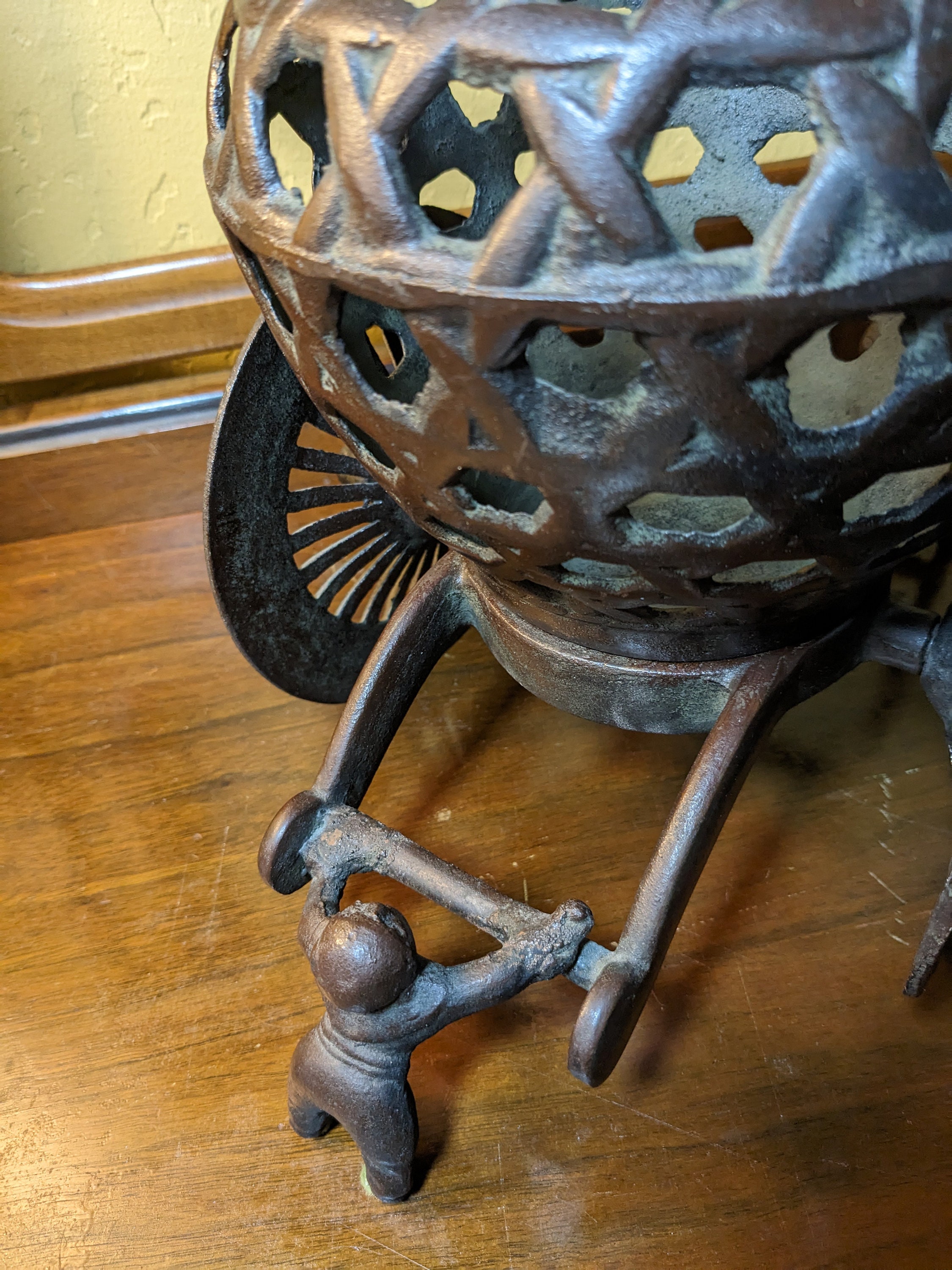 Vintage Japanese Cast Iron Planter on Wheeled Cart - Etsy