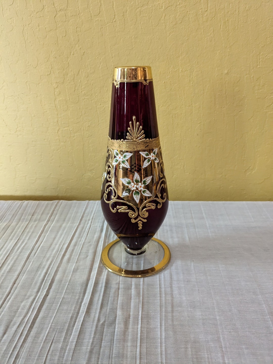 Czech Ruby Red Glass Bud Vase Vintage Bohemian Etsy