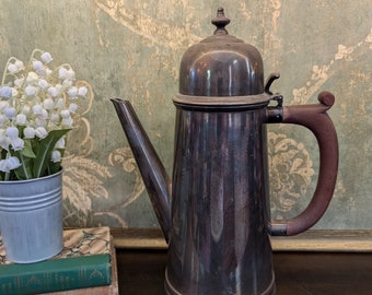 ELLIS BARKER Silver Plate Coffee Pot 1920s Engraved Barker Ellis