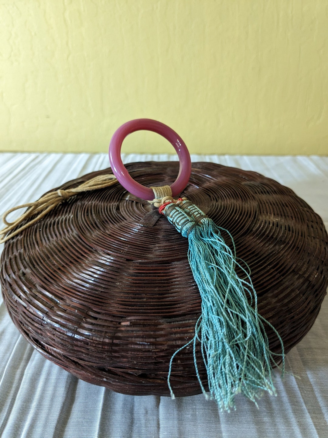Antique Chinese Sewing Basket With Peking Glass Bangle and Etsy