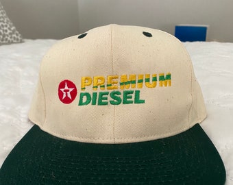Vintage Texaco Premium Diesel Snap Back Hat KC Tan Green