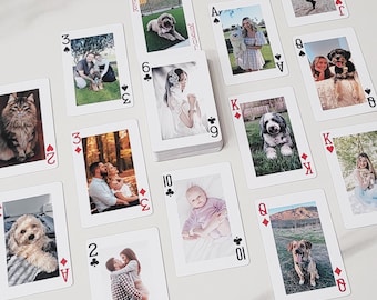 Naipes con fotos familiares personalizadas - Naipes personalizados con fotos - Baraja de cartas con impresión personalizada - Naipes para bodas y cumpleaños