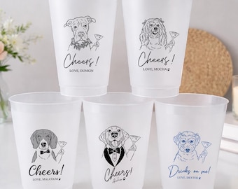 Personalized Frosted Cups with Pet Portrait, Elegant Decoration for Cocktail Receptions
