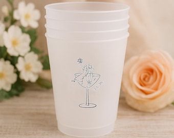 Vasos acrílicos esmerilados personalizados para bodas con texto - Artículos para bebidas de recepción