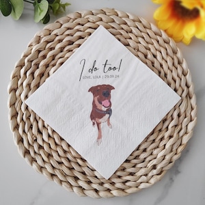 Serviettes de table pour cocktail personnalisées chien, serviettes de table pour mariage portrait d&#39;animal de compagnie personnalisées, serviettes de table pour mariage chien, serviettes de table pour cocktail personnalisées chat, serviettes de table pour animaux de compagnie personnalisées