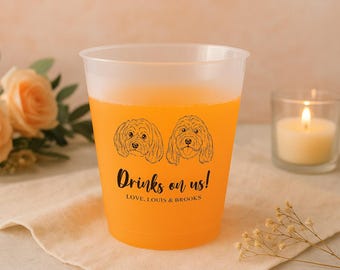 Bicchieri in acrilico satinato con ritratto di animali domestici personalizzati per matrimonio, bicchieri per bevande con illustrazione di cani e gatti, bicchieri personalizzati per ricevimenti