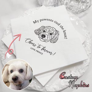 Tovaglioli per matrimonio con cani, ritratto personalizzato di animali domestici, tovaglioli con illustrazioni di cani, tovaglioli con schizzi di animali domestici, tovaglioli da cocktail personalizzati per cani e gatti, tovaglioli per cani