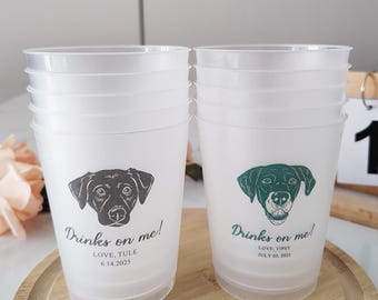 Bicchieri personalizzati per matrimonio con cani e gatti, bicchieri di plastica personalizzati per matrimonio, bicchieri in acrilico satinato con ritratto di animali domestici personalizzati, bicchieri per bevande personalizzati per matrimonio