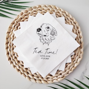 Serviettes de table pour cocktail personnalisées chien, serviettes de table pour mariage portrait d&#39;animal de compagnie personnalisées, serviettes de table pour mariage chien, serviettes de table pour cocktail personnalisées chat, serviettes de table pour animaux de compagnie personnalisées
