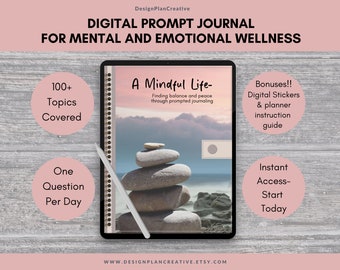 Daily Prompted Journal Digital Mental Health Journal One Question Daily  Wellness Journal 5 Minute Journal Bullet Journal Self Care Diary
