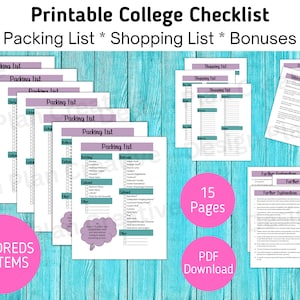 College Packing List College Checklist College Dorm Room Essentials Checklist College Dorm Room Checklist College Planner College Supplies