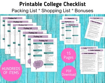 College Packing List College Checklist College Dorm Room Essentials Checklist College Dorm Room Checklist College Planner College Supplies