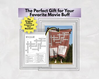 Movie Lover Gift Idea for Movie Buff Blanket Gift for Movie and Film Enthusiast Unique Gift for Hobbies Woven Blanket Crossword Puzzle Gift