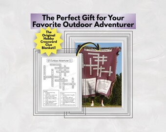 Outdoor Lover Gift Idea for Outdoor Adventurer Blanket Gift for Outdoor Enthusiast Unique Gift for Hobbies Woven Blanket Crossword Puzzle