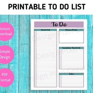 Liste de tâches à imprimer pour liste de tâches quotidiennes avec feuille de travail Liste de tâches à accomplir, organisateur de liste imprimable