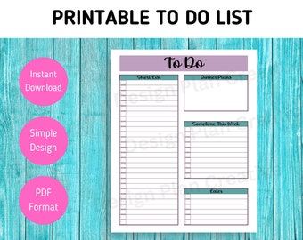 To Do List Printable To Do List Daily Checklist Organizer Daily To Do Worksheet List Organizer Printable List