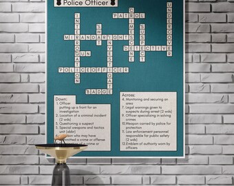Unique Gift for Police Officer Gift Idea for New Police Officer Graduation Gift Home Decor for Police Officer Crossword Blanket