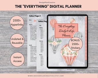 Daily and Life Digital Planner Digital Organizer Weekly Planner Hyperlinked Planner Finance Planner Household Planner Goal Tracker Planner