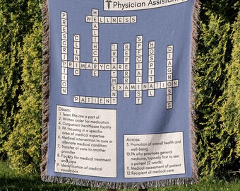 Unique Gift for Physician Assistant Gift Idea for New PA Graduation Gift Home Decor for Physician Assistant Blanket for PA Crossword Blanket