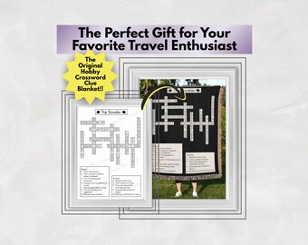 Travel Enthusiast Gift Idea for Traveling Hobby Blanket Gift for Travel Adventurer Unique Gift for Hobbies Woven Blanket Crossword Puzzle