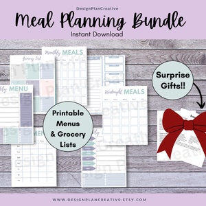 Planificateur de repas imprimable avec liste de courses, organiseur de liste de courses imprimable pour la planification de repas, planificateur de menus imprimable PDF