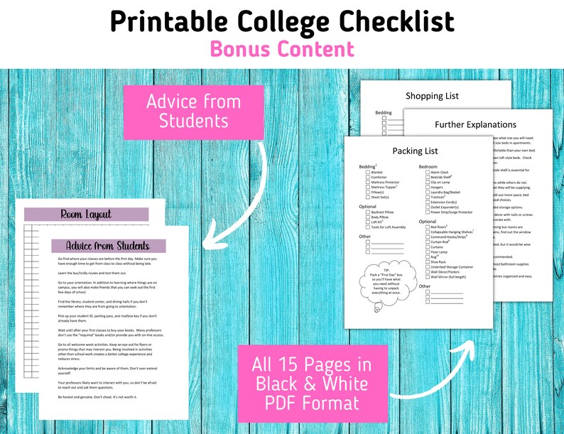 College Packing List College Checklist College Dorm Room - Etsy