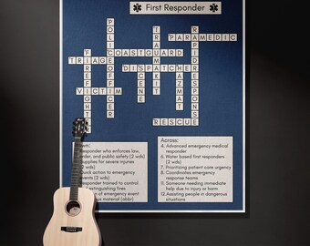 Unique Gift for First Responder Gift Idea for New First Responder Graduation Gift Home Decor for First Responder Crossword Blanket