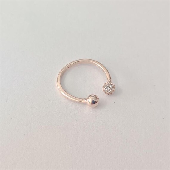 Pandora Polished Pave Bead Open Ring Etsy Canada
