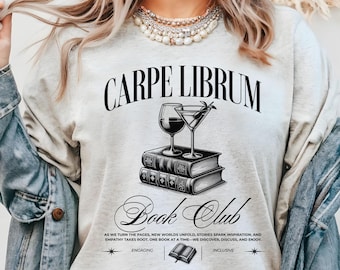 Camiseta del Club de Lectura Carpe Librum: Camiseta social de vino y libros