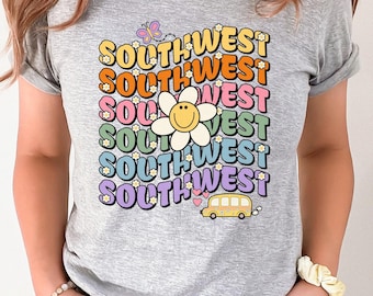Southwest Elementary Teacher T-Shirt: Retro Happy Vibes Back to School