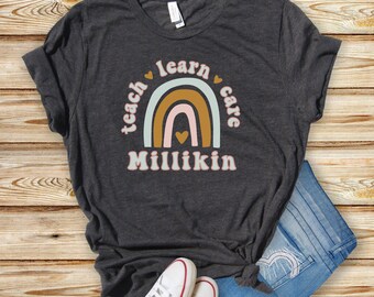 Millikin Geneseo Teach Learn Care Design #1 T-shirt, Spirit Wear, Teacher Teams, Teacher Gift, Elementary Teacher