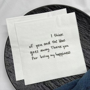 Servilletas personalizadas con notas manuscritas, servilletas personalizadas con notas de amor, servilletas impresas para cóctel de boda, servilletas con mensaje personalizado